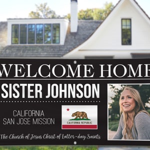 Homecoming Banner for LDS Missionaries with Picture and State Flag