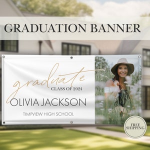 Graduation Banner Class of 2024 with Picture for High School, College, and University Graduates