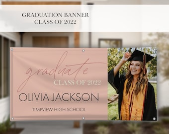 Outdoor Graduation Banner 2022 - Picture Banner Class of 2022 for High School, College, University, Personalized Custom Photo Banner