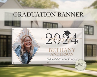 Graduation Banner Class of 2024 with Picture for High School, College, and University Graduates