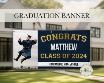 Graduation Banner Class of 2024 with Picture for High School, College, and University Graduates