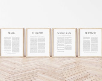 Modern LDS Set, Digital Printable, Proclamation | The Restoration | The Living Christ | The Family Proclamation | The Articles Of Faith