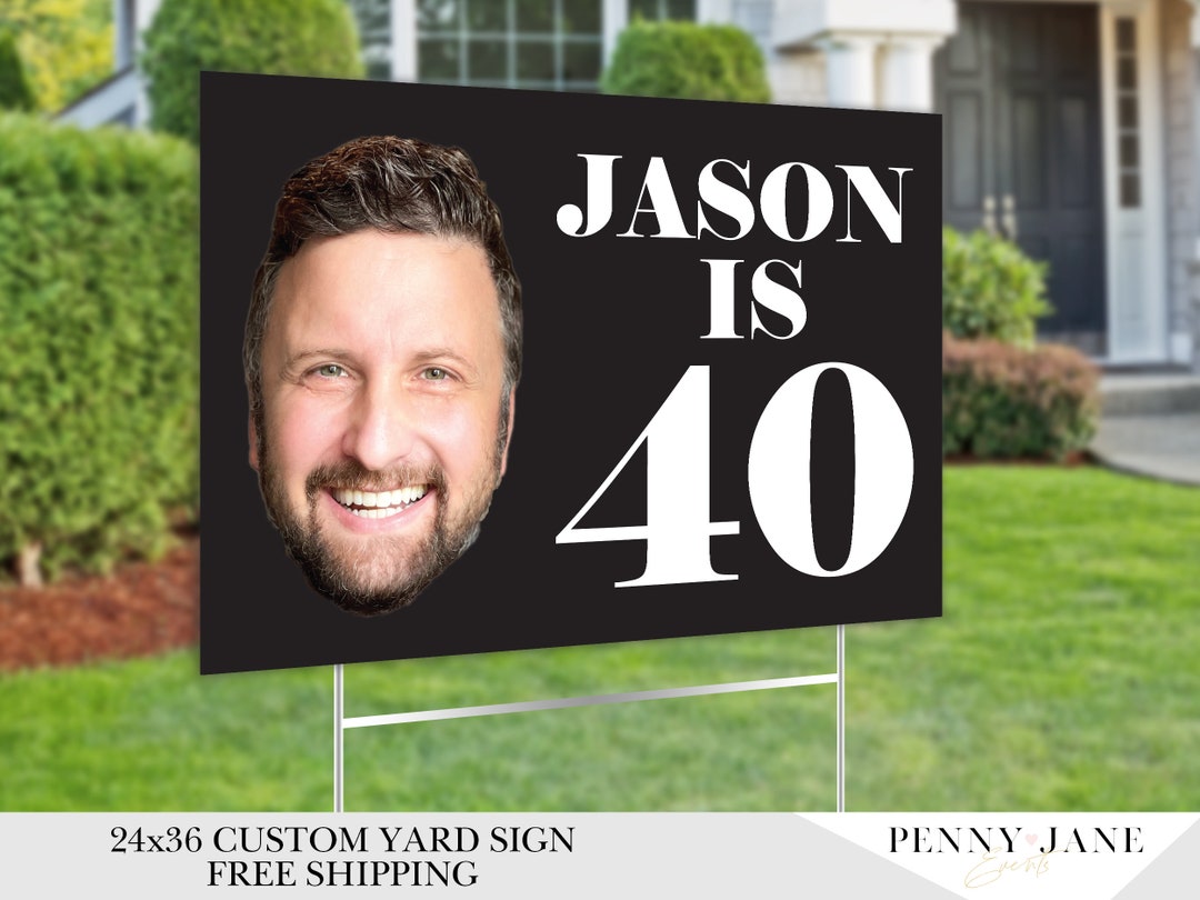 Happy Birthday Yard Sign With Custom Text and Picture Etsy