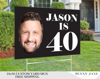 Happy Birthday Yard Sign with Custom Text and Picture