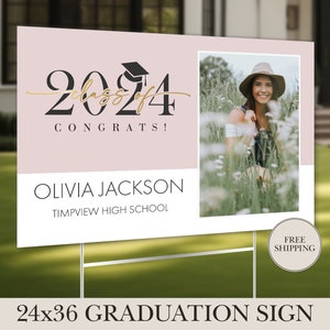 Custom Graduation Yard Sign Class of 2024 with Picture for High School, College, and University Graduates - Large 24x36