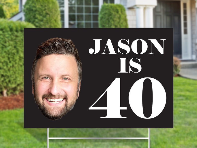 Happy Birthday Yard Sign With Custom Text and Picture Etsy