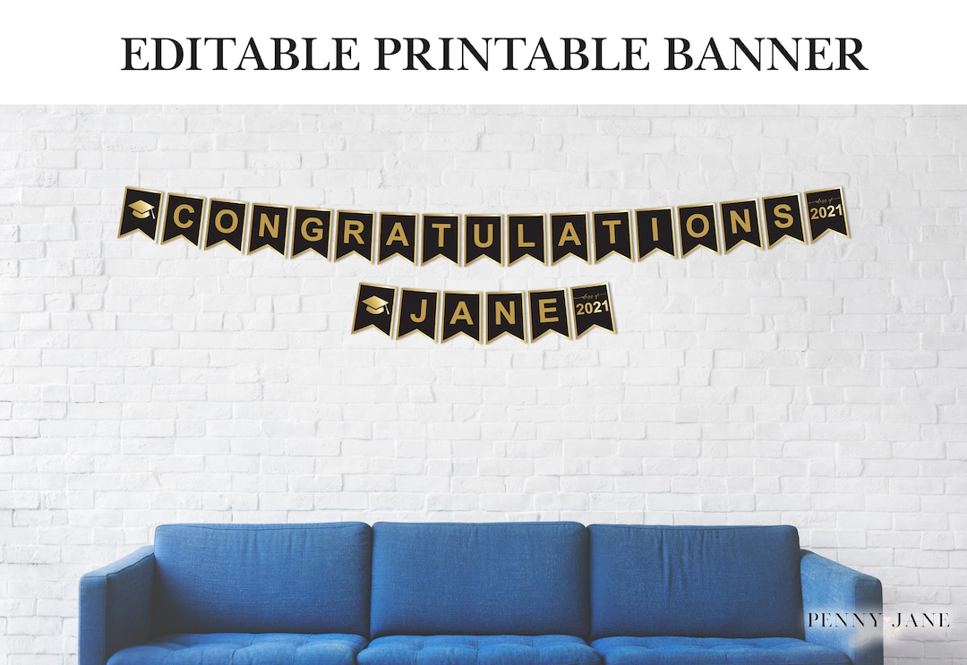 Congratulations Banner, Graduation Banner Printable, EDITABLE ...