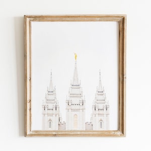 LDS Salt Lake City Temple Bright White Photograph Art Print, Home Decor Printable Digital Wall Art