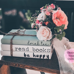 Choose your quote book set/ Decorative books/ book ends/ Wedding gifts / Book lover gift/ Personalized book bundles