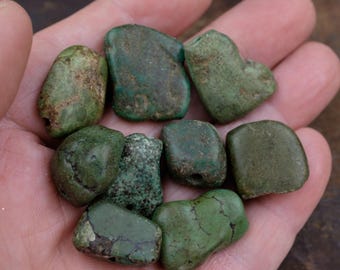 9 x Medium Antique Tibetan Turquoise Beads (40.8 g), Freeform Turquoise Beads, Tibetan Beads, Himalayan Beads