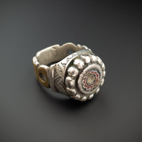 Vintage Tuareg Ring, Silver Chevron Bead Ring, Tuareg Jewelry, Berber Jewelry, Moroccan Jewelry, Vintage Ethnic Jewellery