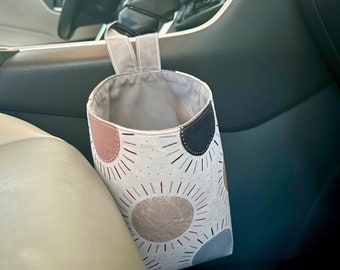 Car Trash Can with Hook Pastel Suns | Car Trash Bag | Car Organization | Car Garbage Bag | Car Accessories