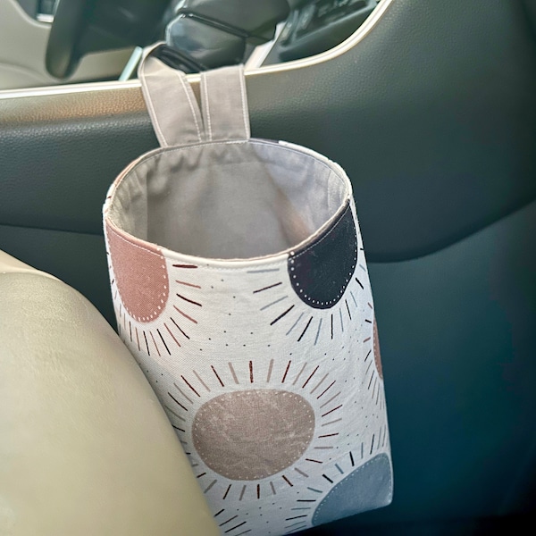 Car Trash Can with Hook Pastel Suns | Car Trash Bag | Car Organization | Car Garbage Bag | Car Accessories