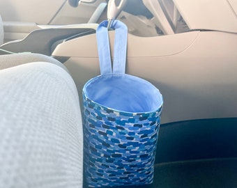 Car Trash Can with Blue Splotch | Car Trash Bag | Car Organization | Car Garbage Bag | Car Accessories
