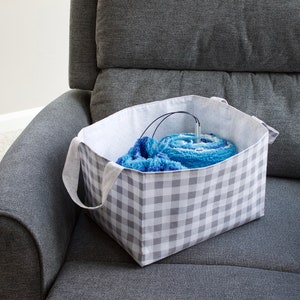 Canasta de almacenamiento de tela plegable de cuadros grises | Etsy