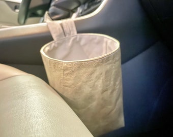 Car Trash Can with Hook Gold Rings | Car Trash Bag | Car Organization | Car Garbage Bag | Car Accessories