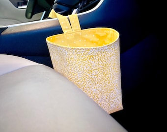Car Trash Can with Hook Yellow Dots | Car Trash Bag | Car Organization | Car Garbage Bag | Car Accessories