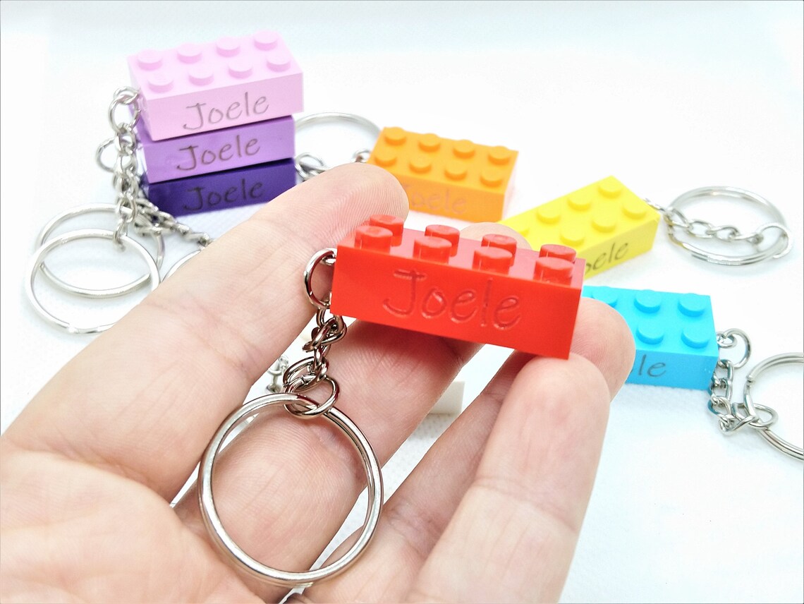 Custom LEGO brick keychain name engraving Etsy