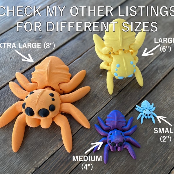 Posable Articulated Jumping Spider (Small 2") | Cinderwing3d Authorized Seller | Custom Multiple Colors | Halloween | Cute | 3D Printed |