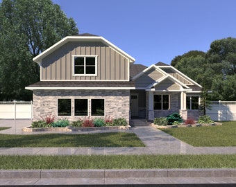 House Plans 4 Bedroom Blueprint, Craftsman House Plans with Blueprint, House Blueprints, Two Story House Plan, Craftsman House Plan