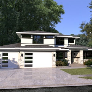 House Plans 4 Bedroom Blueprint, Modern House Plans with Blueprint, House Blueprints, Two Story House Plan, Contemporary House Plan