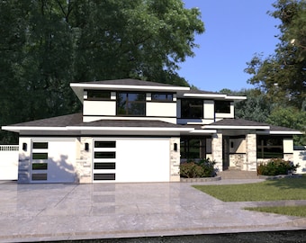 House Plans 4 Bedroom Blueprint, Modern House Plans with Blueprint, House Blueprints, Two Story House Plan, Contemporary House Plan