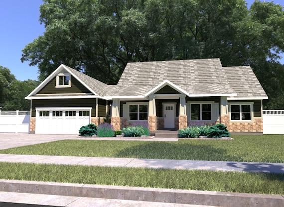 One Story Craftsman Home Plan