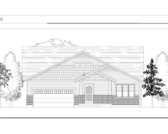 House Plans 3 Bedroom Blueprint, Craftsman House Plans with Blueprint, House Blueprints, One Story House Plan, 2,000 Square Feet