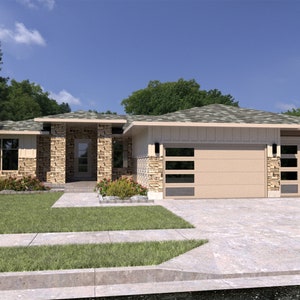 House Plans 3 Bedroom Blueprint, Contemporary House Plans with Blueprint, House Blueprints, One Story House Plan,