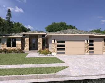 House Plans 3 Bedroom Blueprint, Contemporary House Plans with Blueprint, House Blueprints, One Story House Plan,