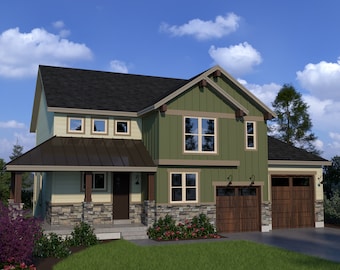 House Plans 5 Bedroom Blueprint, Modern House Plans with Blueprint, House Blueprints, Two Story House Plan, Craftsman House Plan