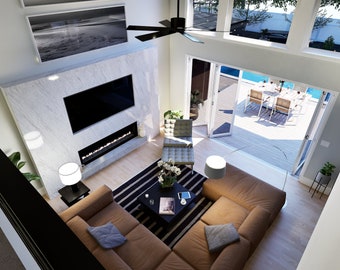 Custom 3D Living Room Renderings - Interior Design Visualization by Wheeler Home Design