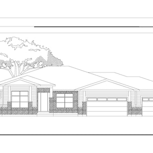 House Plans 3 Bedroom Blueprint, Craftsman House Plans with Blueprint, House Blueprints, One Story House Plan, Modern House Plan with Garage