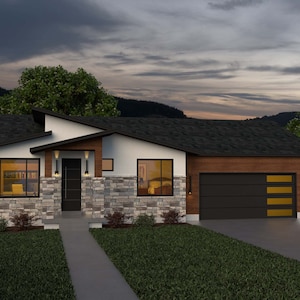 House Plans 3 Bedroom Blueprint, Contemporary House Plans with Blueprint, House Blueprints, One Story House Plan,