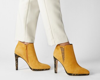 womens mustard booties
