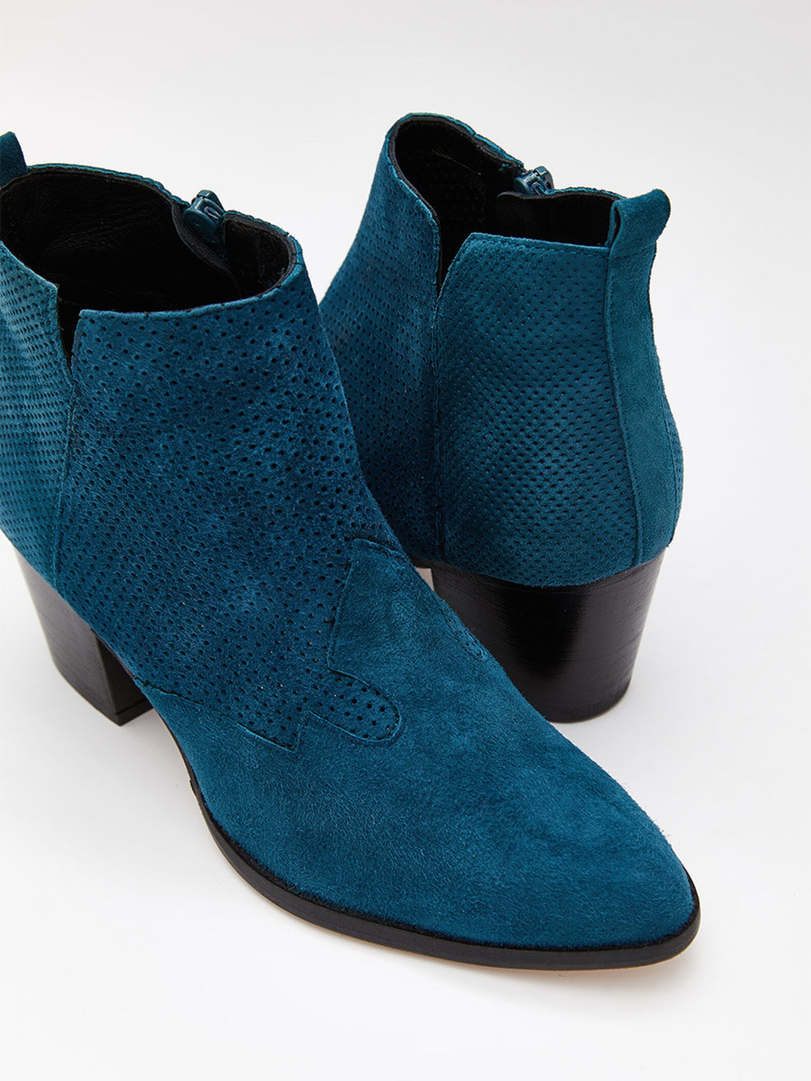 Women's blue leather ankle boots Etsy