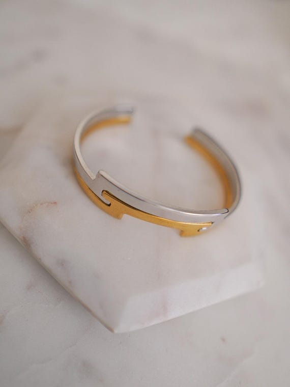 70s AVON Two-Tone Interlocking Bangles in Silver … - image 7