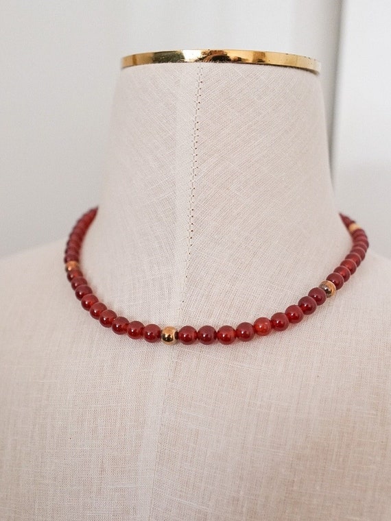 Vintage 90s Carnelian Necklace, Vintage Costume Je