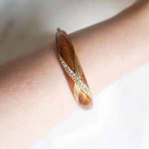 Vintage Joan Rivers Enamel and Rhinestone Bangle, Vintage Costume Jewelry