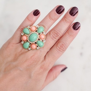 Vintage Boho Cocktail Ring size 5.5, Vintage Cocktail Rings