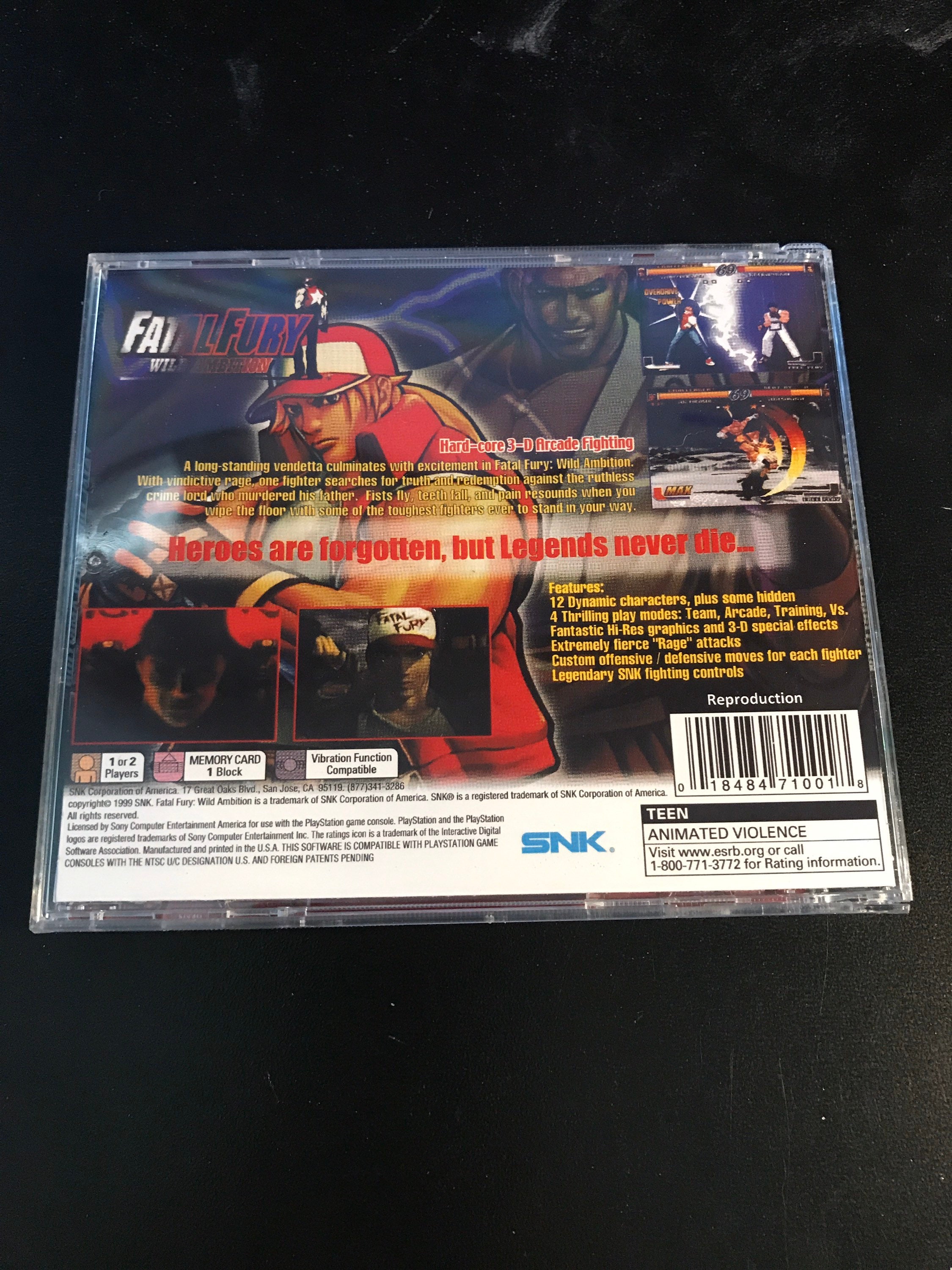 Fatal Fury Wild Ambition PS1 Reproduction Case -  Israel