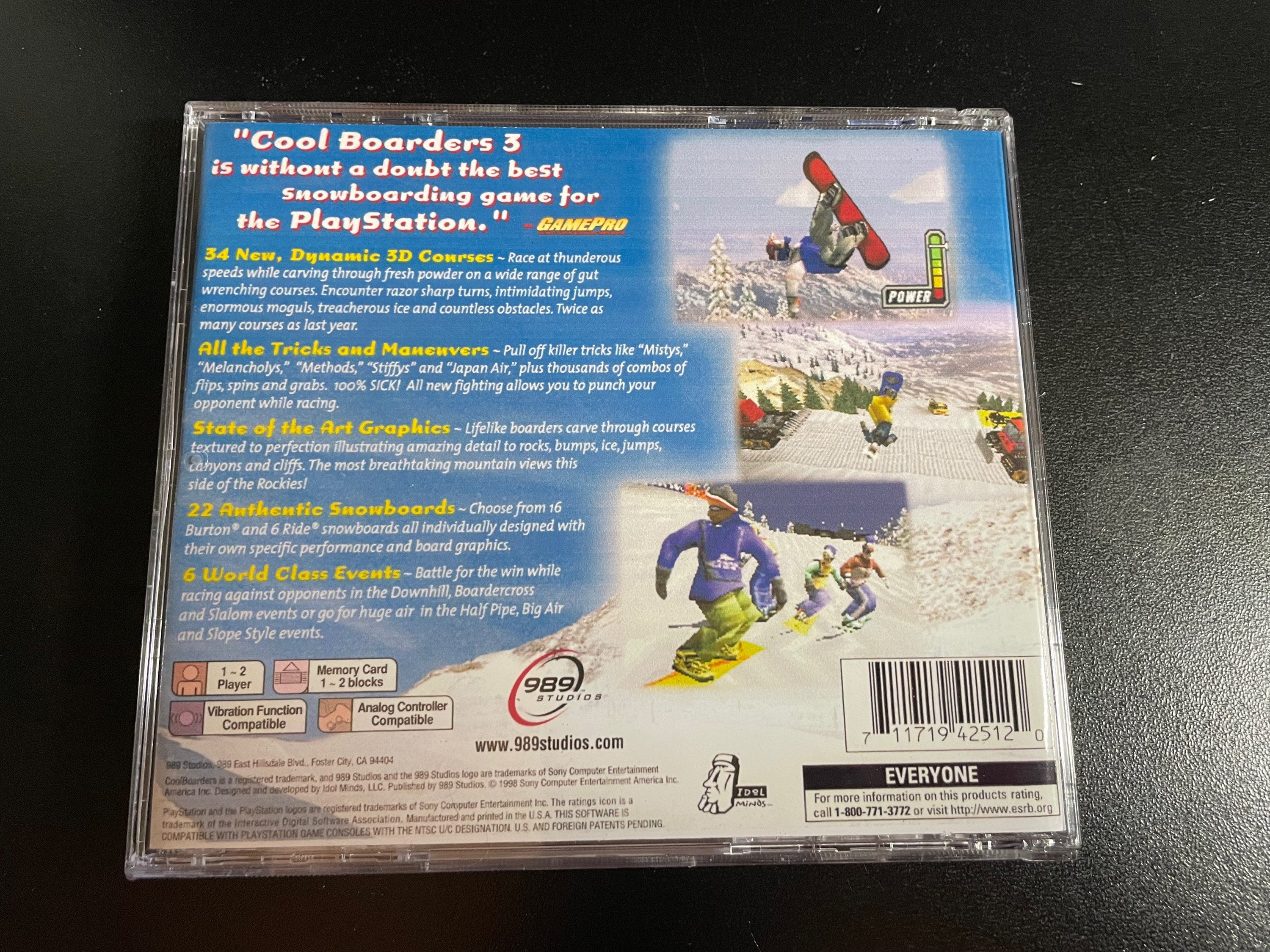 Cool Boarders 3 Game Cover To Fit A PS1 PLAYSTATION Style Replacement Game Case