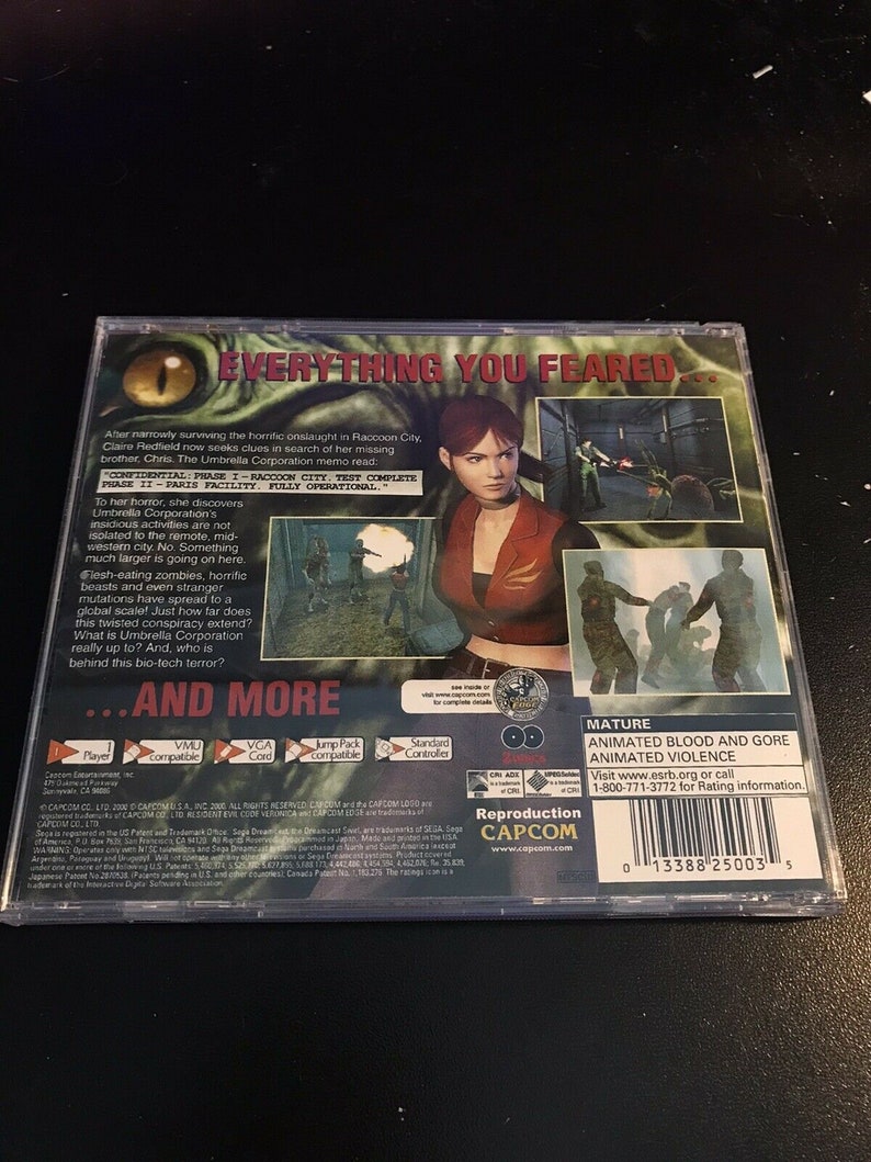 Resident Evil Code Veronica Dreamcast Reproduction Case image 2