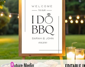 I Do BBQ Welcome Sign: Engagement Party Poster (Digital Download, 18x24 Canva File)