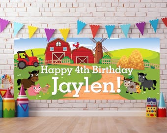 Banner de cumpleaños de la Granja de los Animales, descarga digital