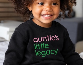 Sudadera infantil "El pequeño legado de la tía" / Camiseta infantil con texto rosa y verde