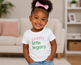 Camiseta infantil Pretty Little Legacy / Camiseta infantil con texto rosa y verde