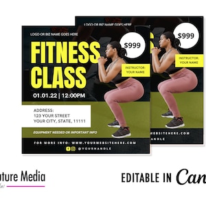 Canva Fitness-Klasse Flyer Vorlage: Trainer, Bootcamp (Digitale Datei)