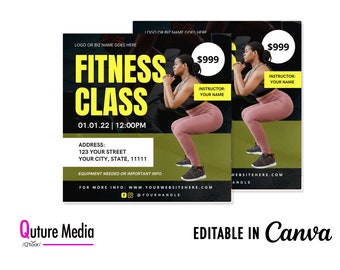 Plantilla de volante de clase de fitness de Canva: Entrenador, Bootcamp (archivo digital)