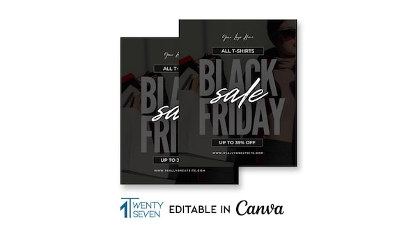 Black Friday Flyer Template, Editable Canva Design, DIY Boutique Sale Social Flyer